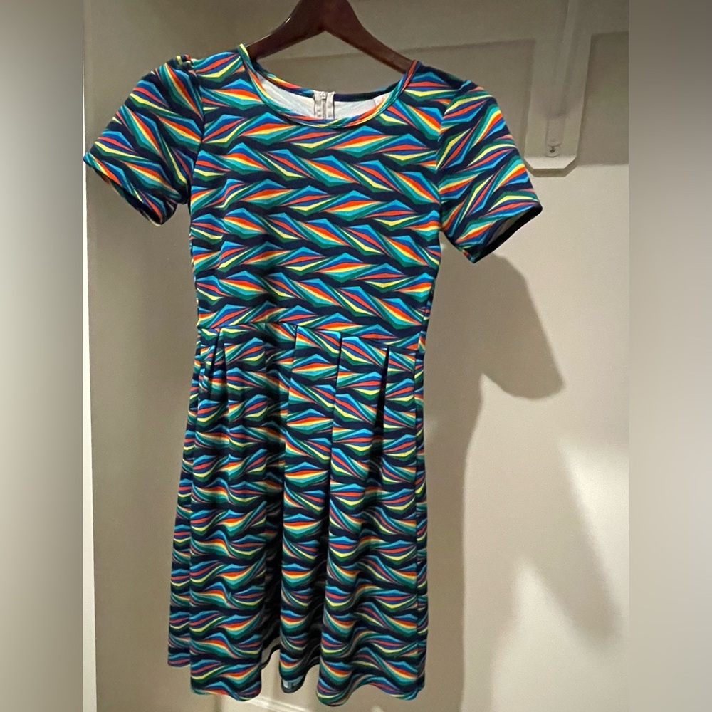 LuLaRoe Amelia Dress with Vibrant Multicolor Pattern